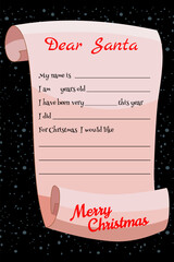 Christmas kid letter to Santa Claus template