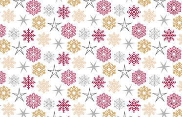 seamless pattern with snowflakes. vector christmas pattern in blue, red, grey and golden colors. new year holiday wallpaper. christmas background