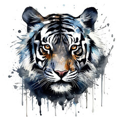 logo. water color. black and white. Tiger Head