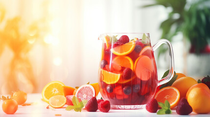 Refreshing summer berry sangria with apples and oranges.