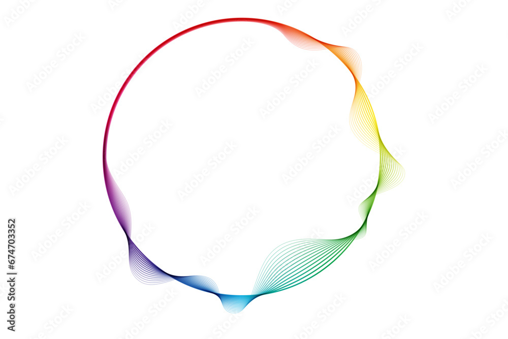Aufkleber Vector abstract circles lines wavy in round frame colorful rainbow isolated on transparent background with empty space for text