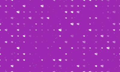 Seamless background pattern of evenly spaced white police cap symbols of different sizes and opacity. Vector illustration on purple background with stars