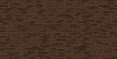 Dark brown brick wall, seamless background. Vector illustration