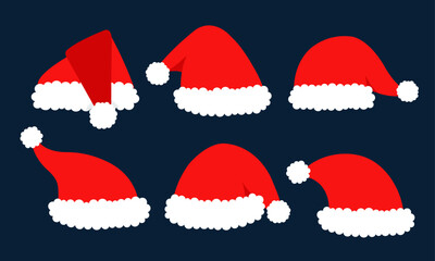 Santa Claus hat collection, vector, illustration, flat design