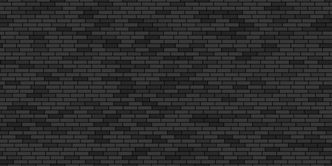 Black brick wall, seamless background. Vector illustration