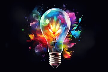 creative idea colorful bulb illustration - obrazy, fototapety, plakaty