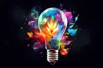Foto op Plexiglas creative idea colorful bulb illustration © krissikunterbunt