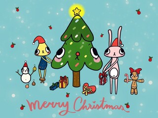 Merry Christmas  party with cute Santa 