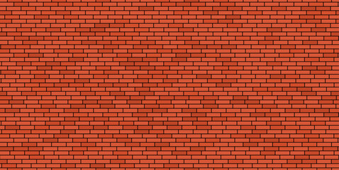 Red brick wall, seamless background. Vector illustration