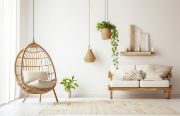 Living room interior composition in boho style.