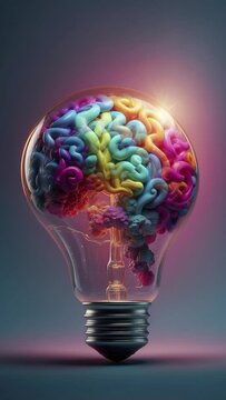 light bulb with LGBTQ color waves in motion, symbolizing a vibrant shift in thinking and new ideas that promote diversity and equality.