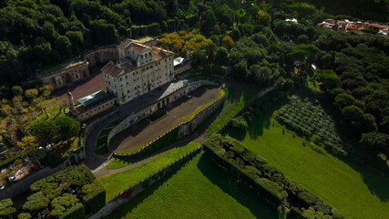 Aerial view of the villa Aldobrandini in the town Frascati, in the metropolitan city of Rome...