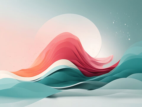 modern and minimalist abstract background with a 'zen' vibe, using clean lines, negative space, and a limited color palette. Generated Ai.