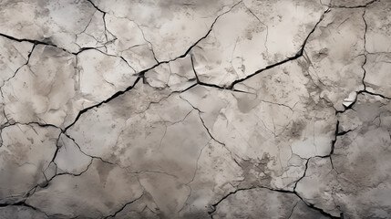 The walls plastered with cement have cracks. 3D illustration. - obrazy, fototapety, plakaty