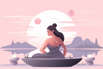 beautiful woman at spa and wellness illustration