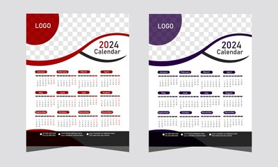 Vector wall calendar design template.