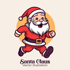 Merry Christmas Vector Illustration of an Isolated Cartoon Cute Santa Claus in Flat Style