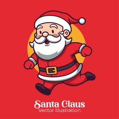 A Merry Christmas Vector Illustration of a Cute Santa Claus Cartoon in Flat Style Isolated