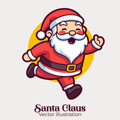 Isolated Cute Santa Claus Cartoon in Flat Style. A Merry Christmas Vector Illustration
