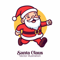 Cute Santa Claus in Flat Style Isolated Cartoon. A Vector Illustration for Merry Christmas