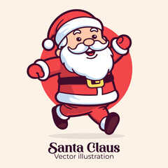 Cute Santa Claus in Flat Style: An Isolated Cartoon. Vector Illustration for Merry Christmas
