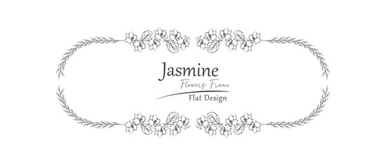 jasmine flower sketch frame.
rounded rectangle pattern. 
