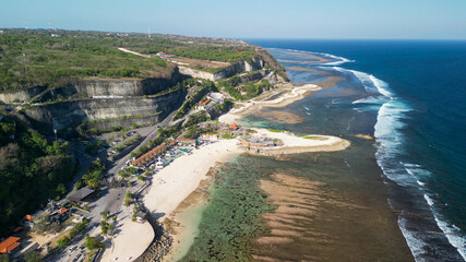 Aerial view of Melasti Ungasan Beach in Bali