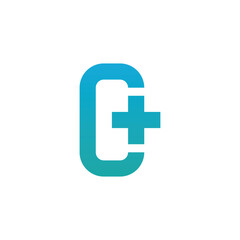 letter C medical health plus logo design