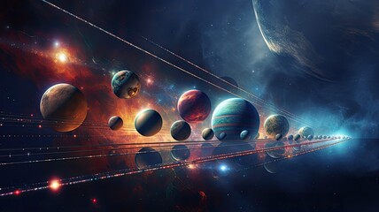 An image of multiple Earth-like planets side by side, illustrating the concept of parallel universes existing in tandem - obrazy, fototapety, plakaty