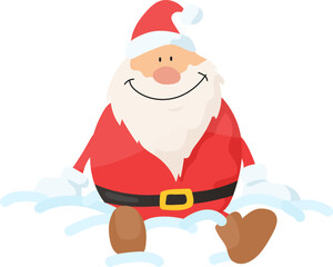 Santa sit in snow illustration