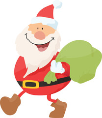 Santa bring Christmas gift bag illustration