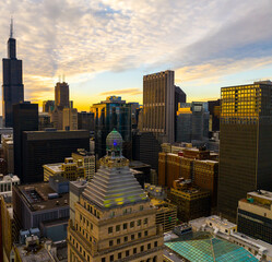 city of Downtown Chicago Ariel view of Michigan Avenue 