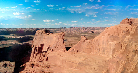 Amazing aerial view of Park Avenue Mountains in Aches National Park, Utah