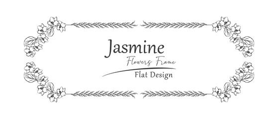 jasmine flower sketch frame.
rounded rectangle pattern. 