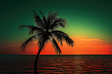 Obraz premium Palm tree during the sunset, wallpaper