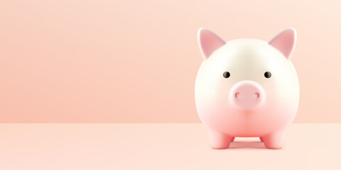 Pink 3d piggy bank symbol of profit savings and financial growth isolated realistic vector