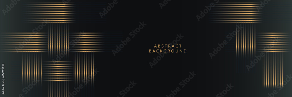 Poster abstract gold glowing lines shaped woven pattern on elegant green background. modern concept.
