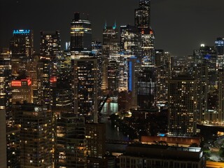 
Area of view of downtown Chicago at night time 