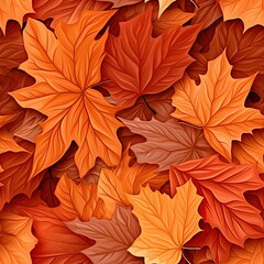 Nahtloses Muster "Herbstblätter" für nahtlose Hintergründe und herbstliches Design. Ahorn Blätter, Rot und Gelb-Töne. AI erzeugt