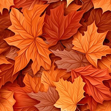 Nahtloses Muster "Herbstbl&auml;tter" f&uuml;r nahtlose Hintergr&uuml;nde und herbstliches Design. Ahorn Bl&auml;tter, Rot und Gelb-T&ouml;ne. AI erzeugt