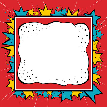 Comic red background with cloud frame design. Comics speech bubble for text pop art design.