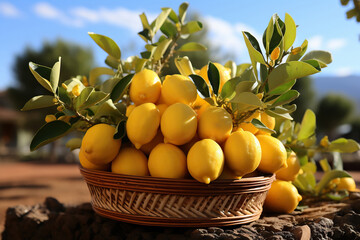 lemons in a basket at the olives orchard