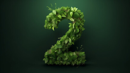 Number 2 created from leaves