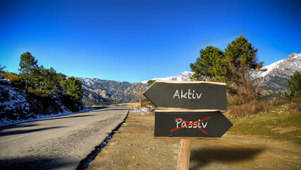 Signposts the direct way to Active versus Passive - obrazy, fototapety, plakaty