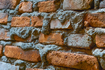 Orange color brick wall. House Wall.