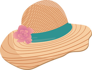 Straw hat with flower illustration