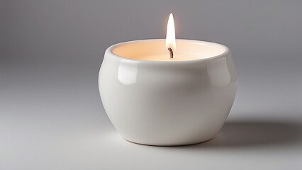 Fototapeta na wymiar Ceramic White Candle with Angled Light