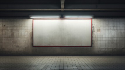 empty billboard on the wall of a metro station. ai generative
