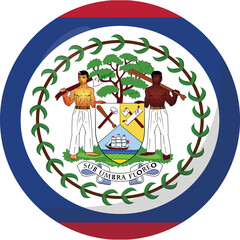 Belize flag circle 3D cartoon style.