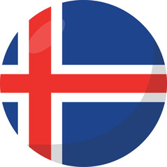 Iceland flag circle 3D cartoon style.